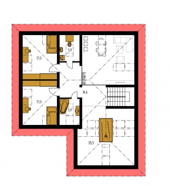 Mirror image | Floor plan of second floor - BUNGALOW 128